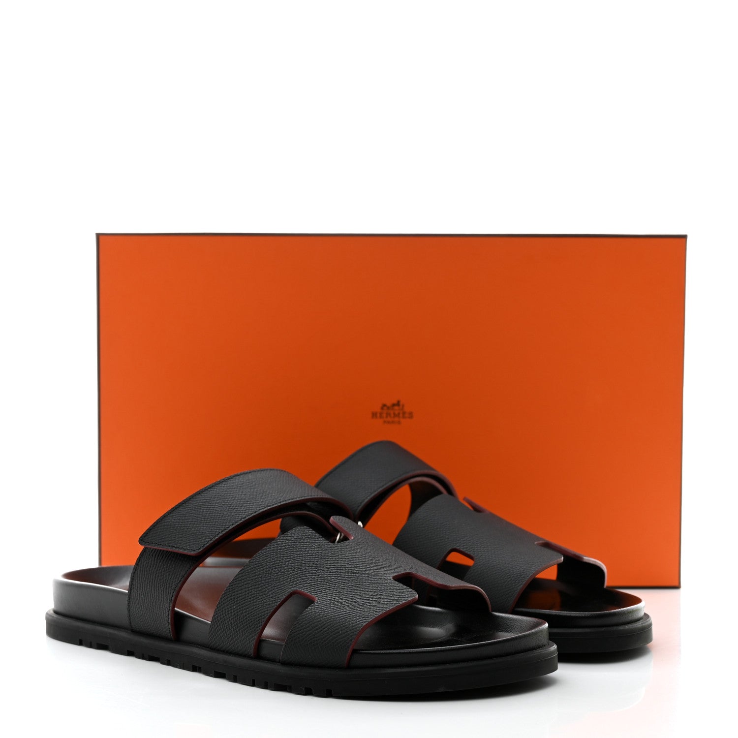 Hermes Calfskin Mens Chypre Sandals 44 Black 9 of 9