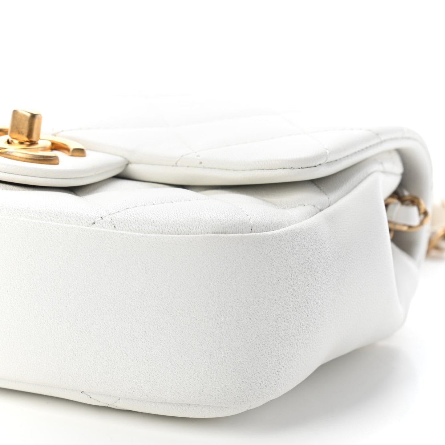 Lambskin Quilted Small In The Loop Handle Flap Bag White