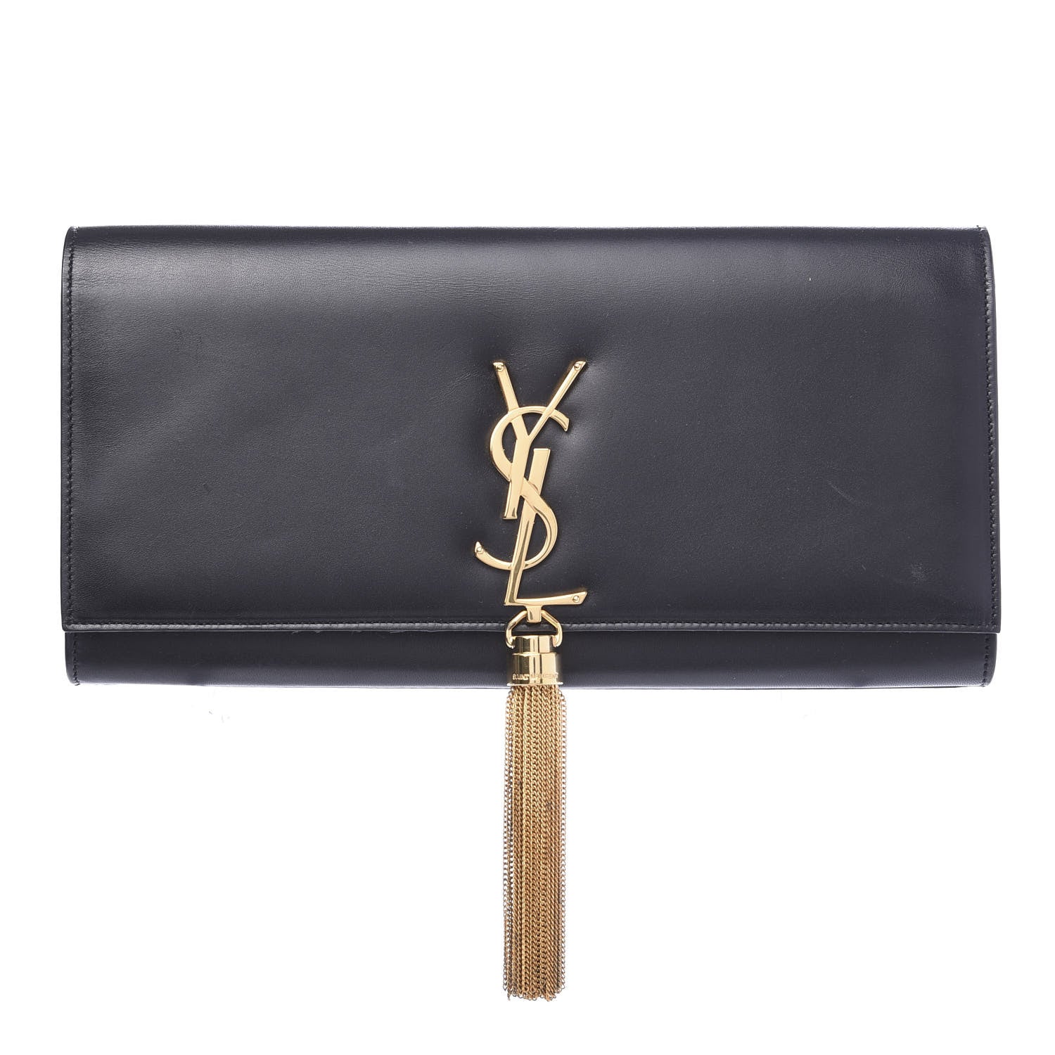 Saint Laurent Calfskin Classic Monogram Tassel Clutch Black 1 of 7