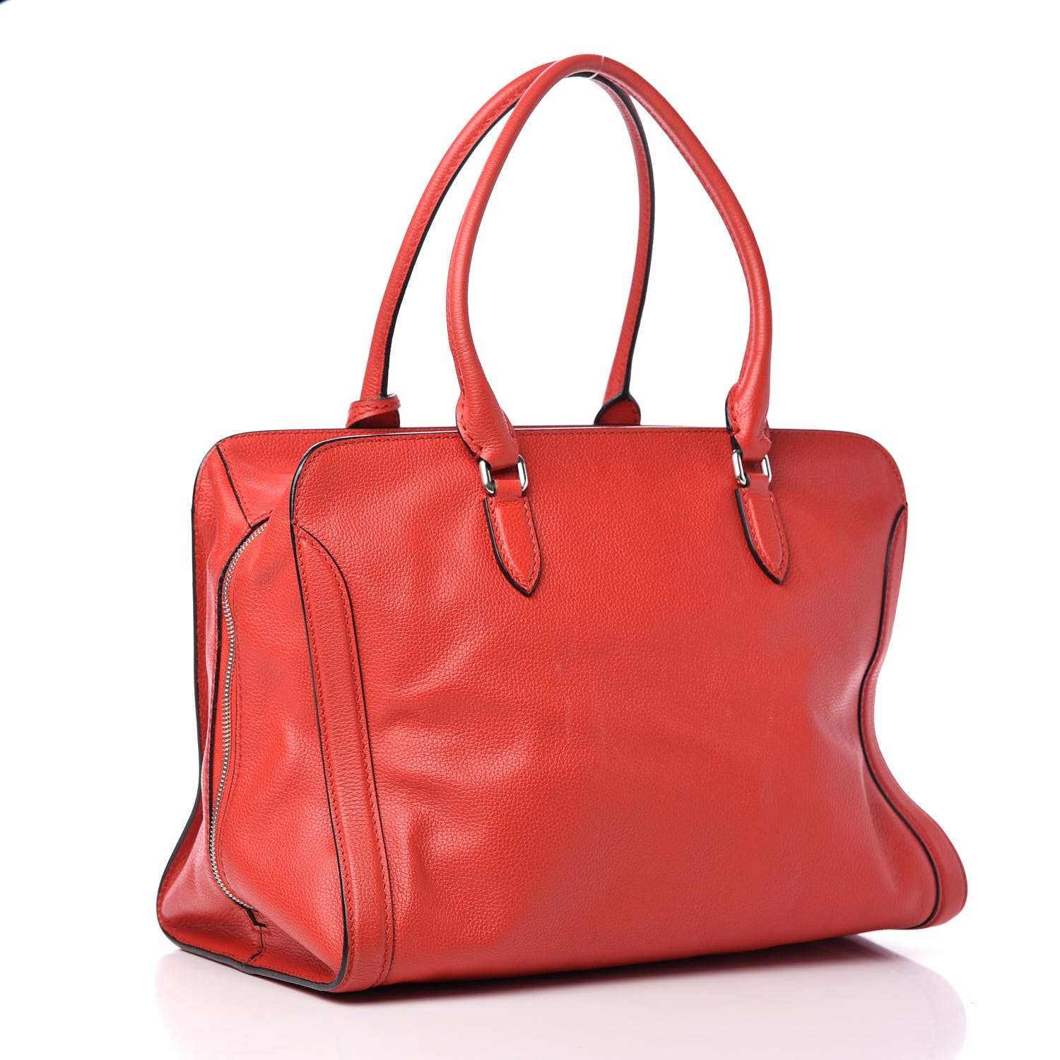 Alexander McQueen Calfskin Large Skull Padlock Zip Around Tote Red 3 of 10