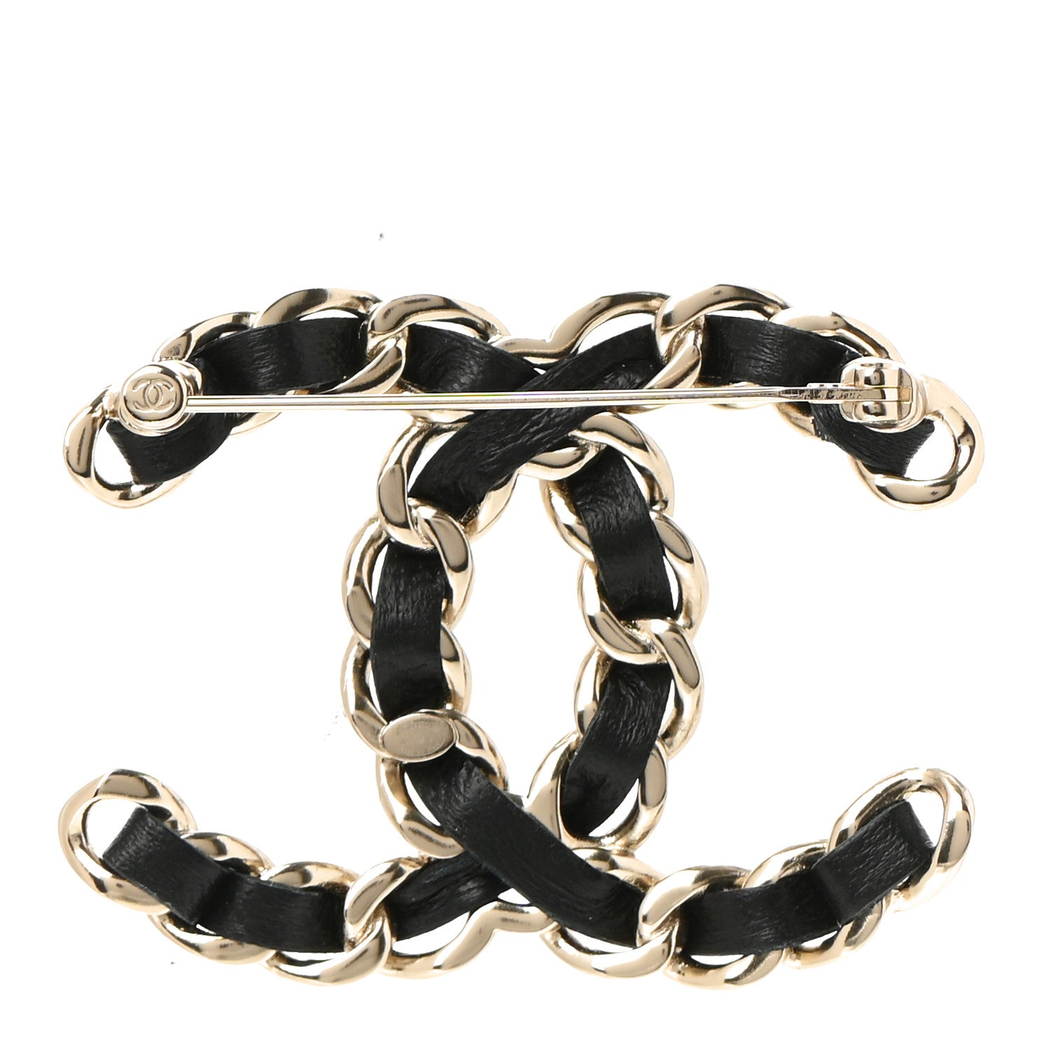 Chanel Lambskin Chain CC Brooch Black Gold 3 of 5