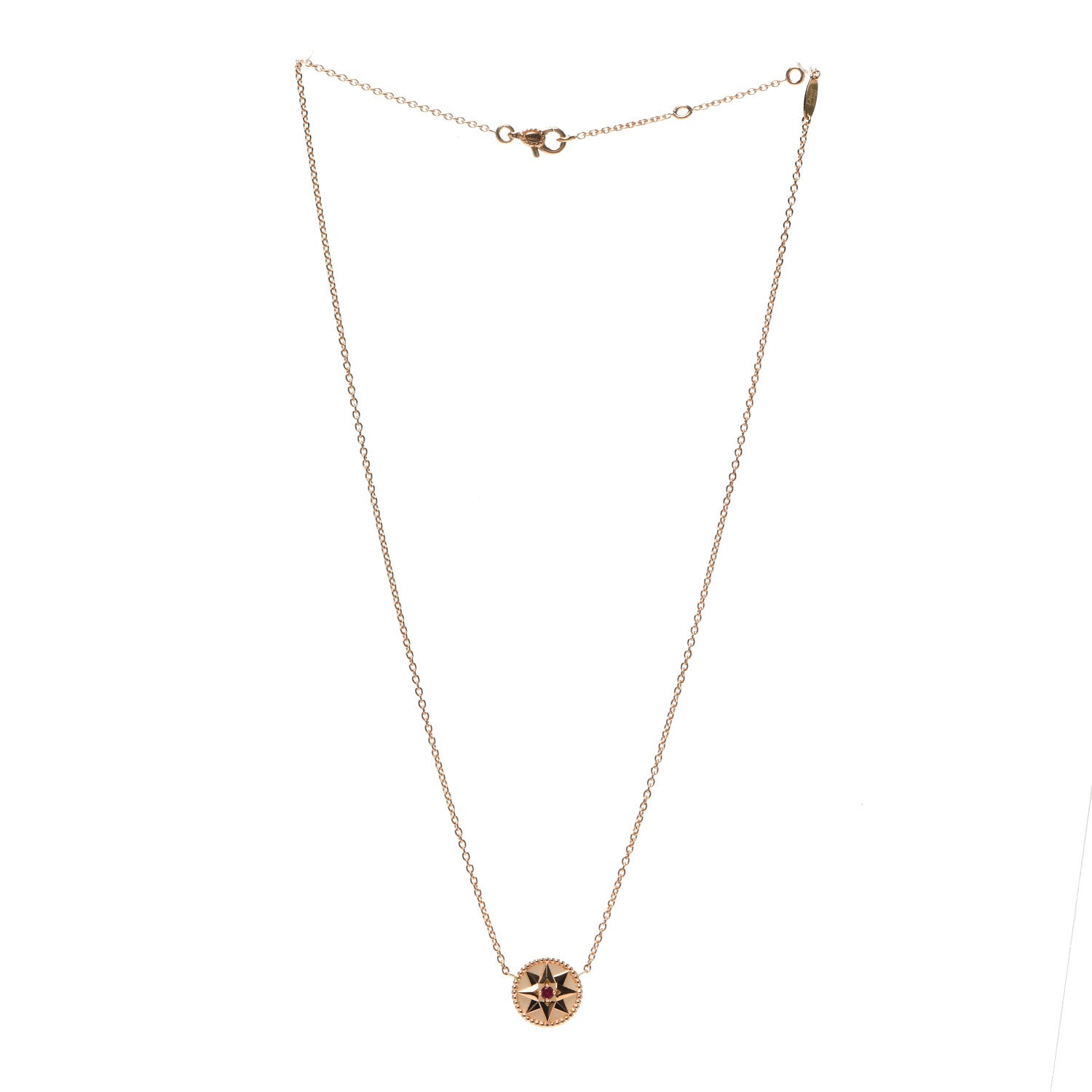 Christian Dior 18K Rose Gold Ruby Mother of Pearl Rose Des Vents Necklace 3 of 7