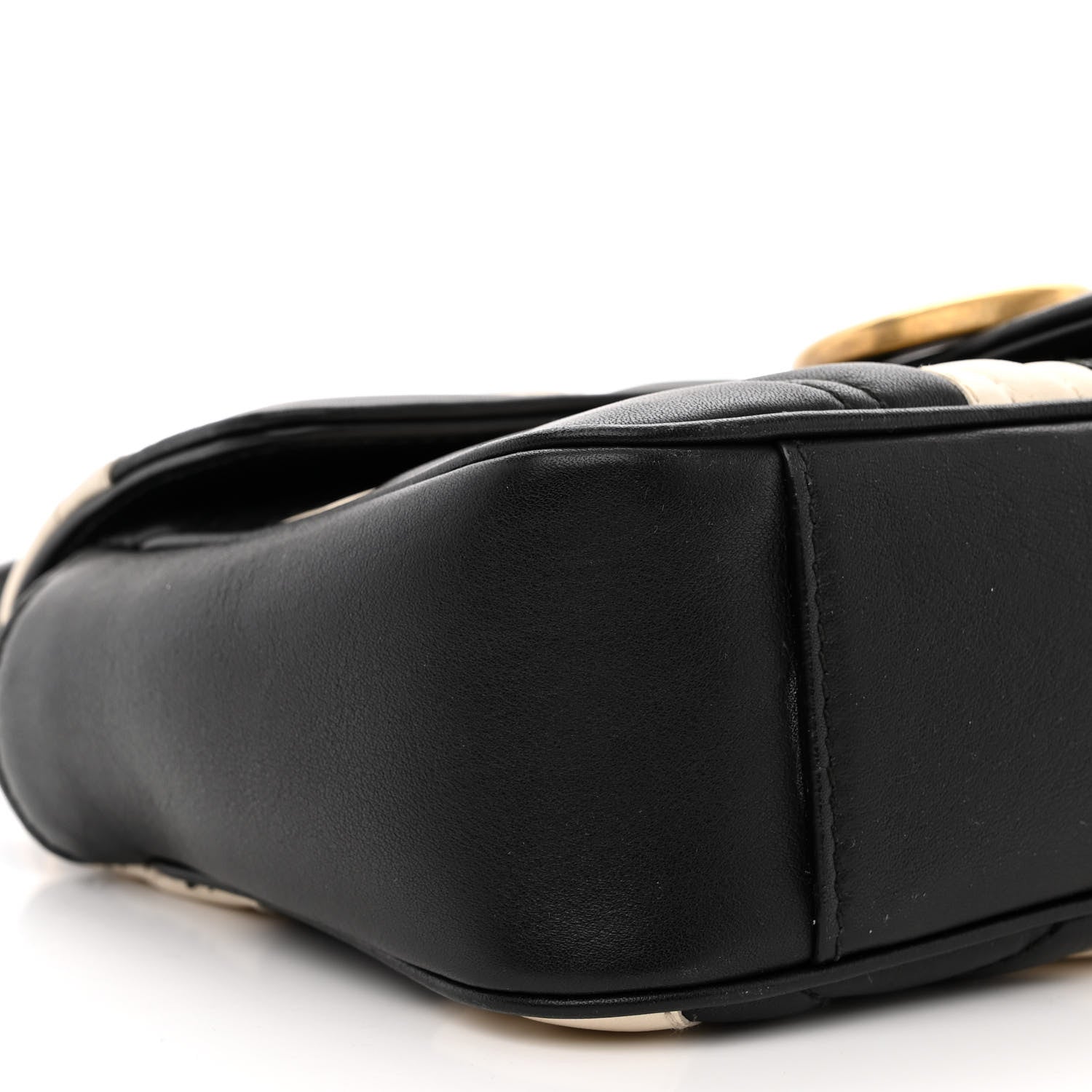 Gucci Calfskin Matelasse Mini GG Marmont Shoulder Bag Black White 9 of 10