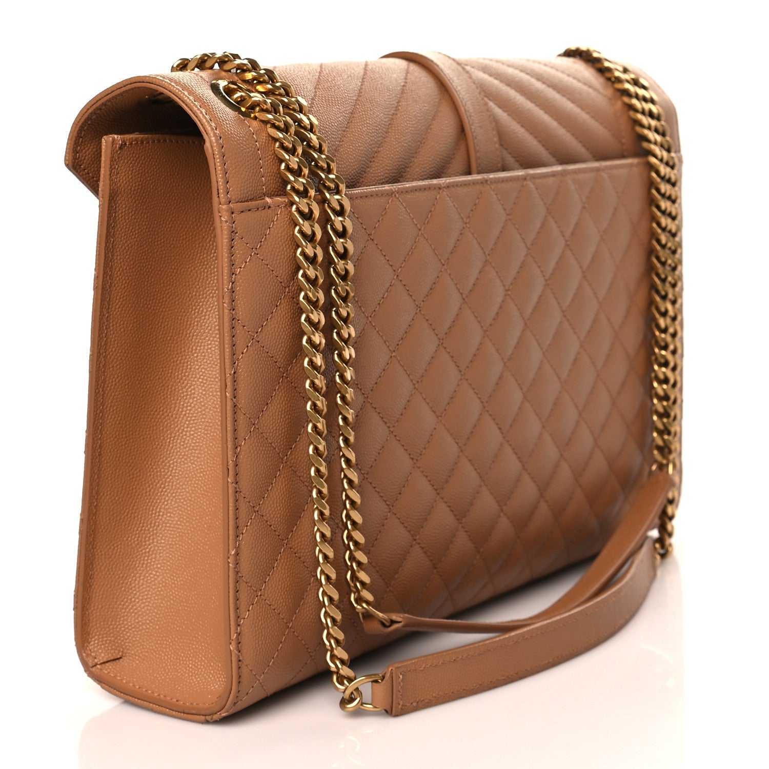Saint Laurent Grain De Poudre Textured Mixed Matelasse Triquilt Large Monogram Satchel Naturel 3 of 9