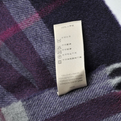Burberry Cashmere Giant Check Fringe Scarf Purple 6 of 6