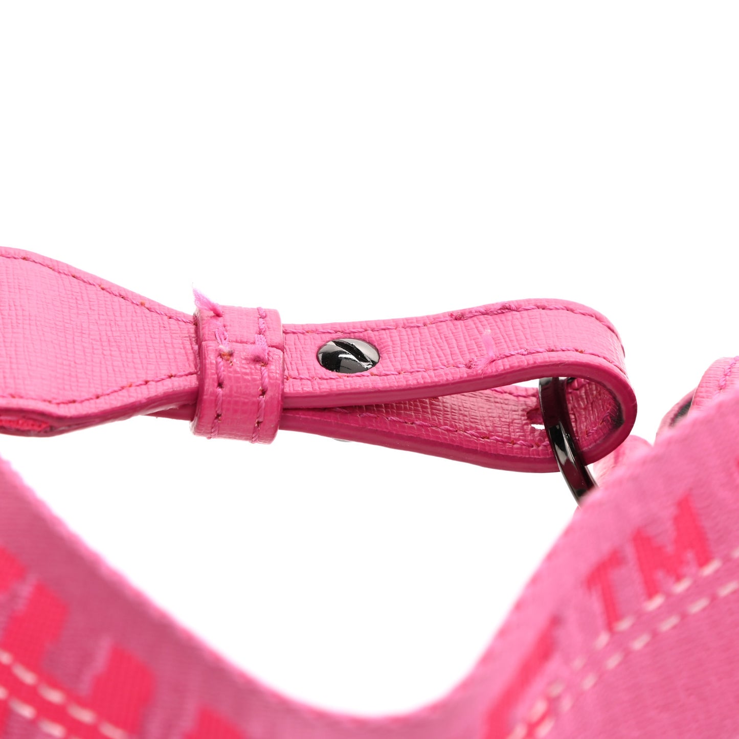 Saffiano Striped Mini Diag Binder Clip Bag Pink White