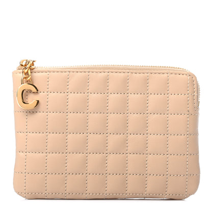 Celine Calfskin Quilted C Charm Coin Card Pouch Nude 1 of 8