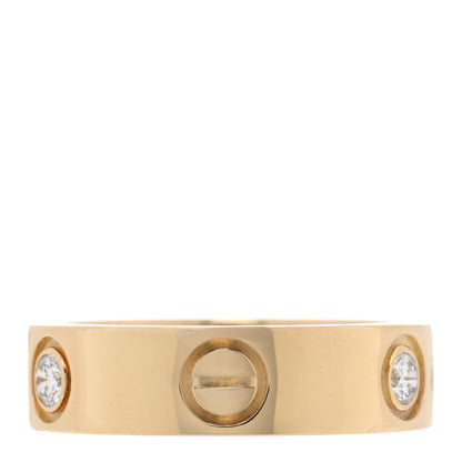 Cartier 18K Yellow Gold 3 Diamond 5.5mm LOVE Ring 51 5.75 3 of 4