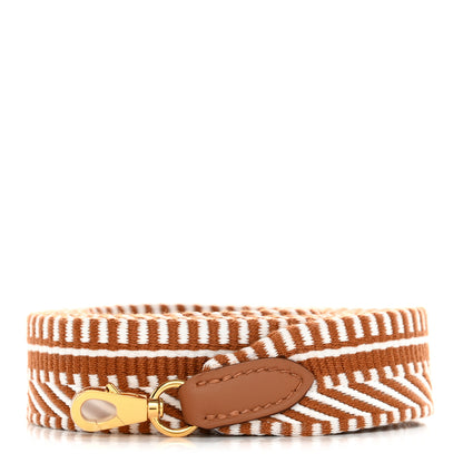 Hermes Toile Swift 25mm Sangle Cavale Shoulder Strap Gold White 1 of 5