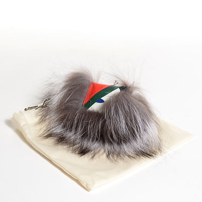 Fendi Silver Fox Fur Vitello Elite Monster Bag Bug Cube Charm Multicolor 3 of 8