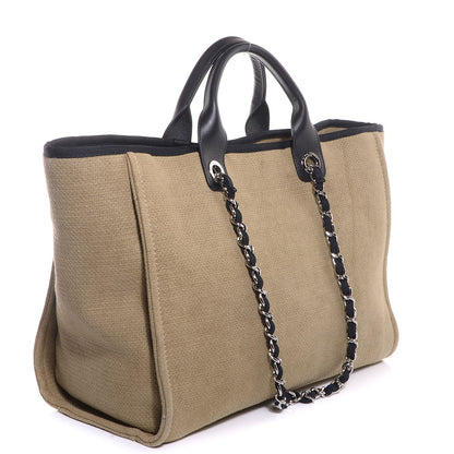 Chanel Canvas Deauville Large Tote Beige Black 3 of 7