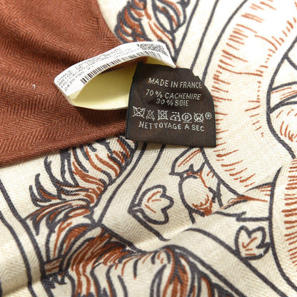 Hermes Cashmere Silk Bride De Cour Remix Scarf 140 Cacao Naturel Black 4 of 5