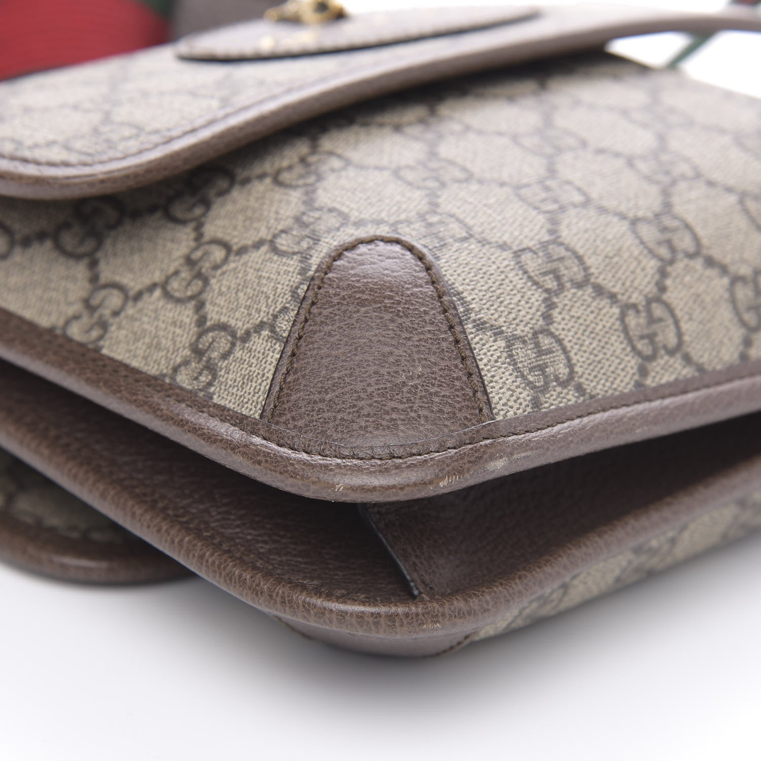 Gucci GG Supreme Monogram Web Small Neo Vintage Double Flap Messenger Bag Beige New Acero 9 of 13