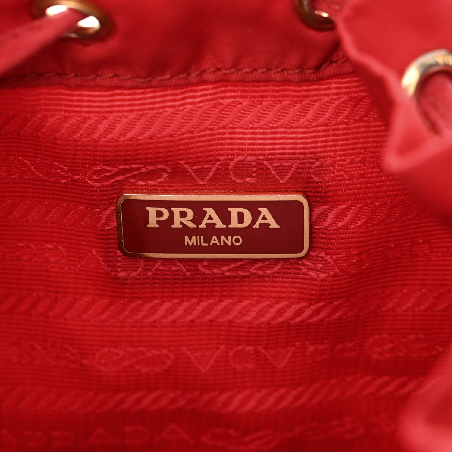 Prada Saffiano Tessuto Nylon Mini Bucket Crossbody Bag Rosso 6 of 10