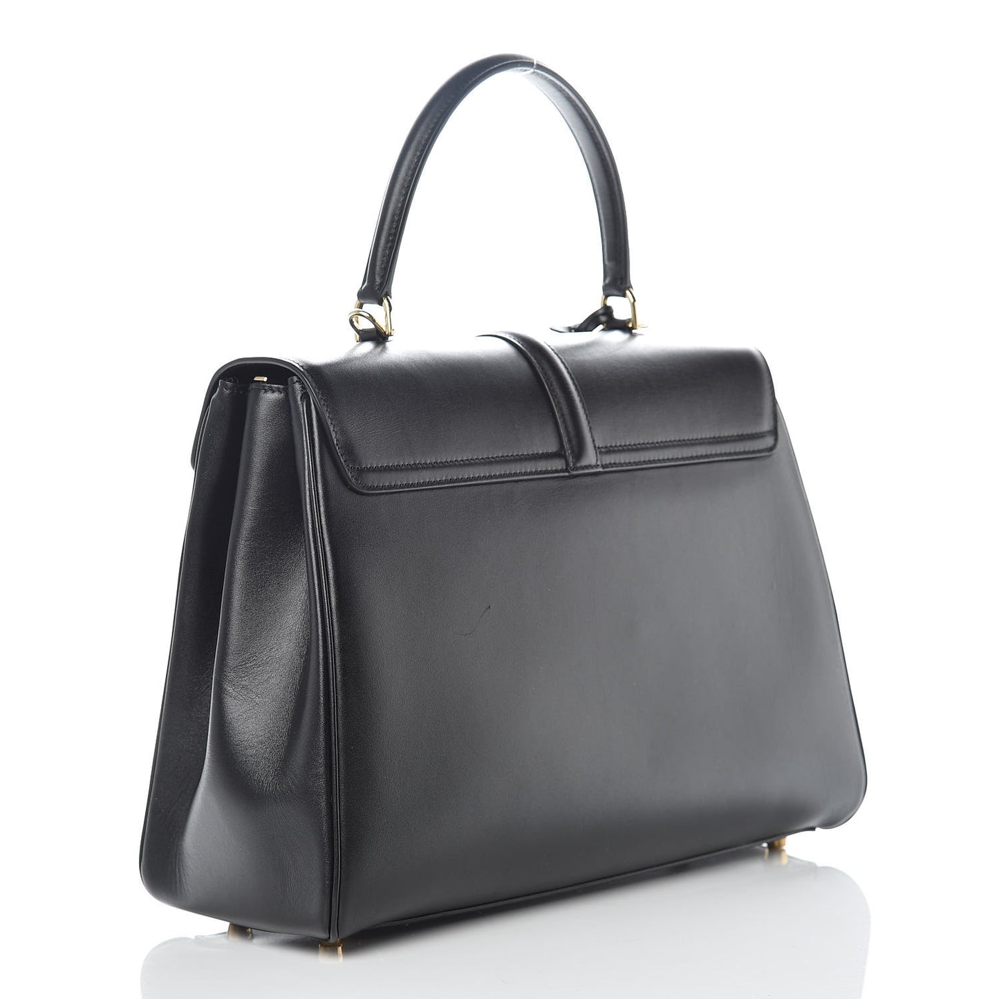 Satinated Calfskin Medium 16 Top Handle Bag Black