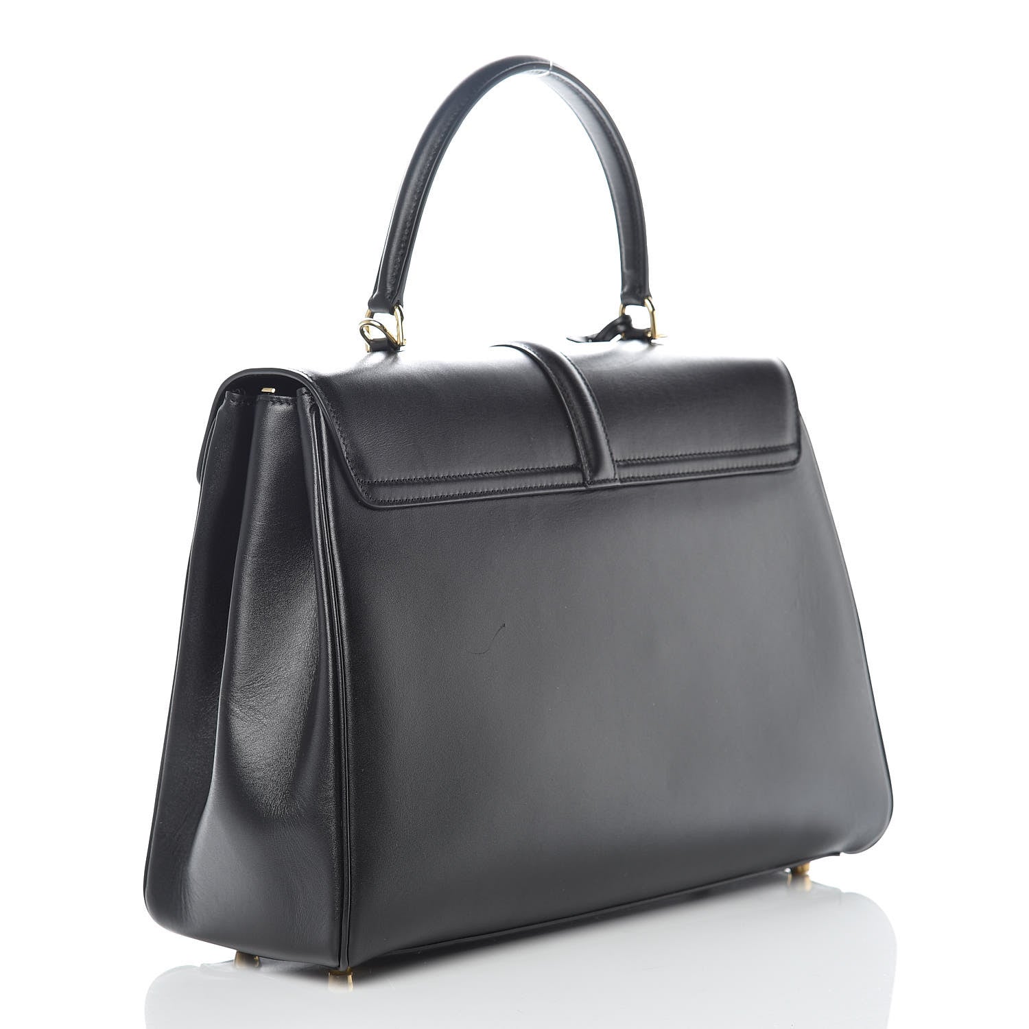 Celine Satinated Calfskin Medium 16 Top Handle Bag Black 2 of 14