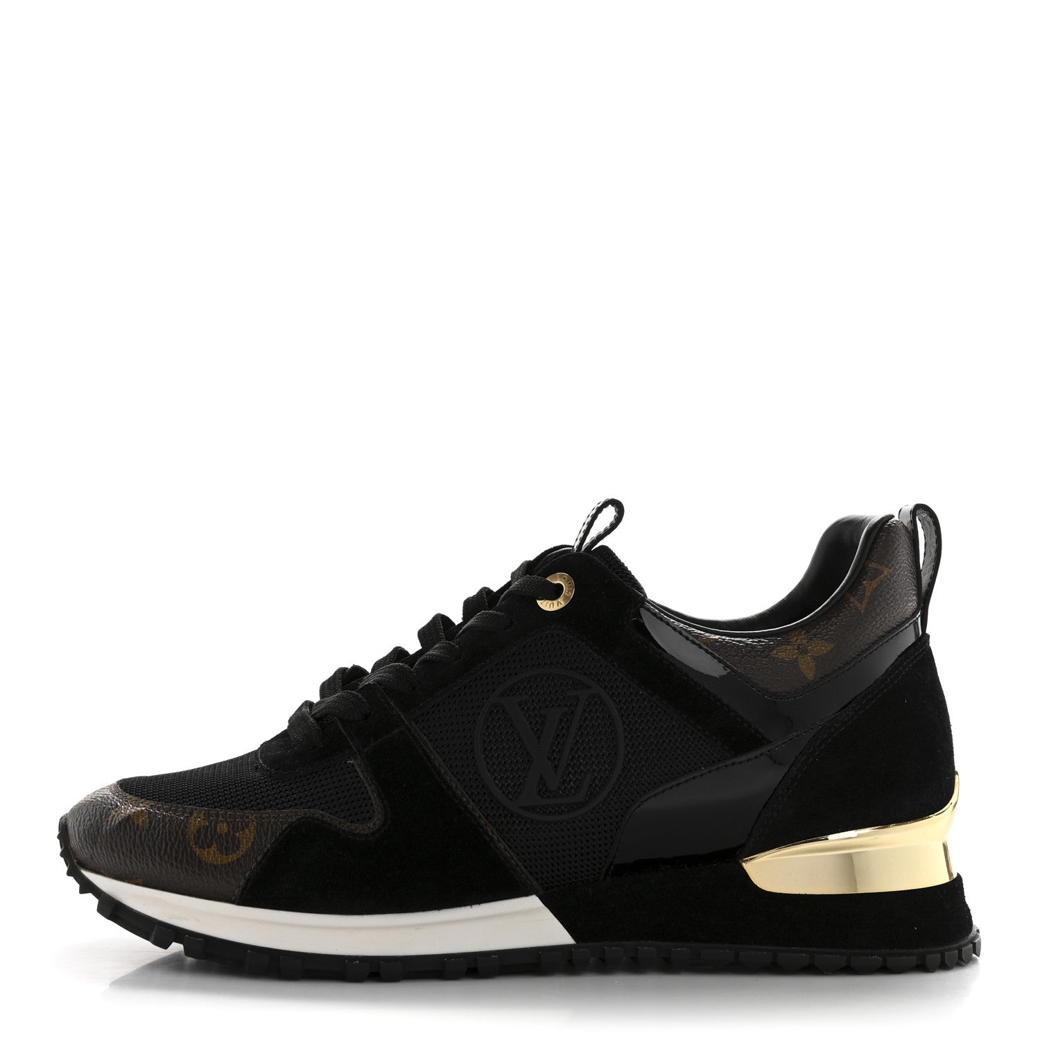 Louis Vuitton Suede Monogram Run Away Sneakers 38 Black 1 of 9