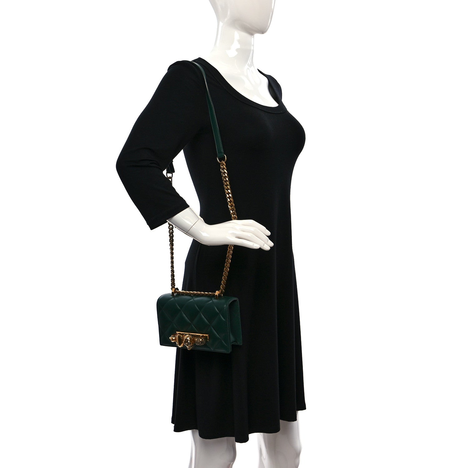 Alexander McQueen Lambskin Quilted Knuckle Shoulder Bag Green 2 of 10
