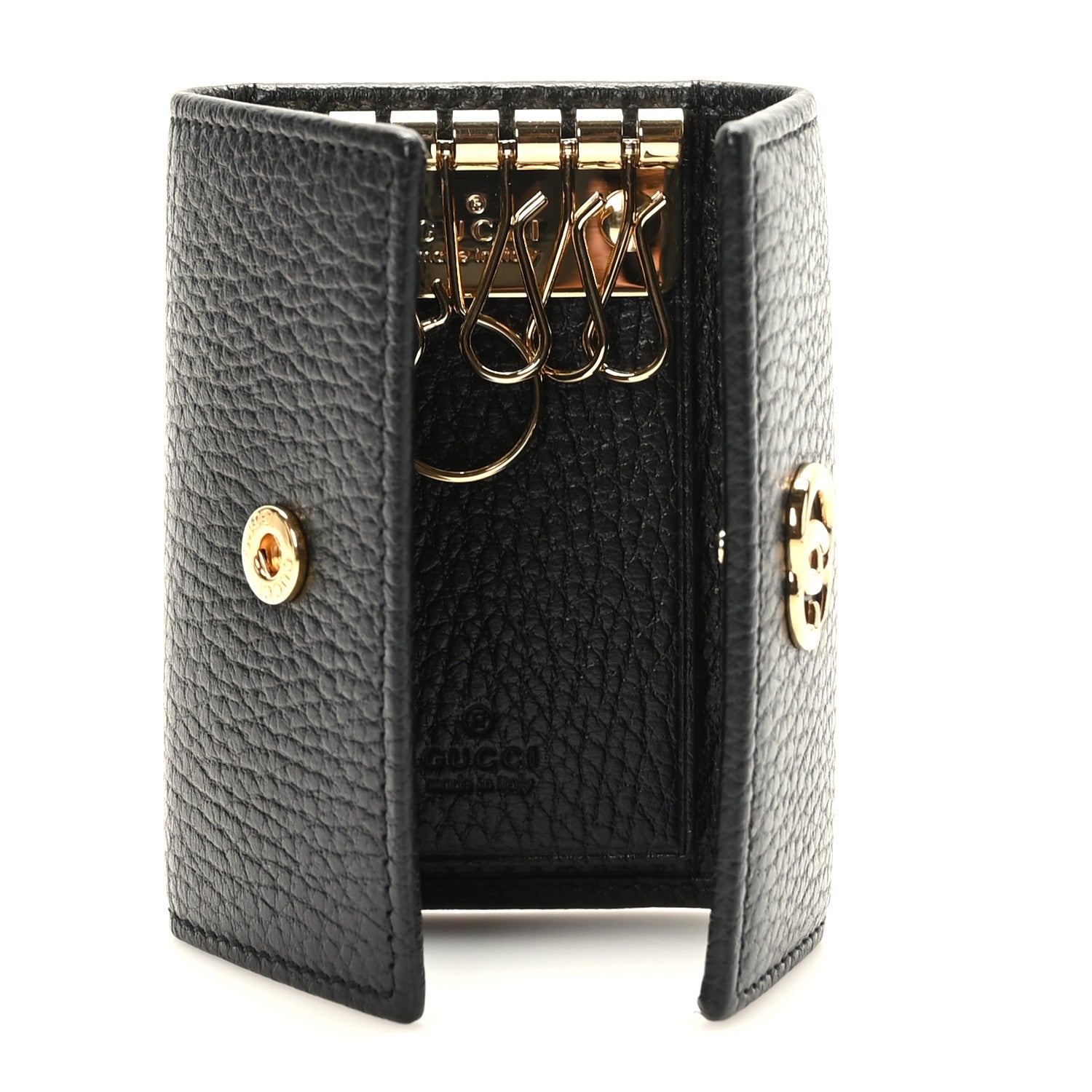 Gucci Pebbled Calfskin GG Marmont 6 Key Holder Black 5 of 6