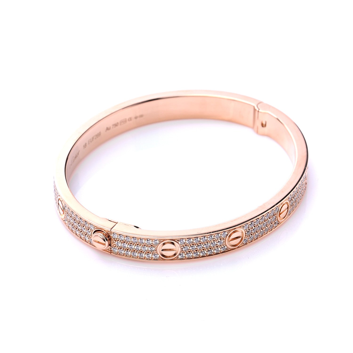 Cartier 18K Pink Gold Diamond LOVE Paved Bracelet 18 5 of 9