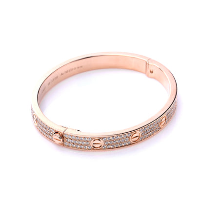 Cartier 18K Pink Gold Diamond LOVE Paved Bracelet 18 5 of 9