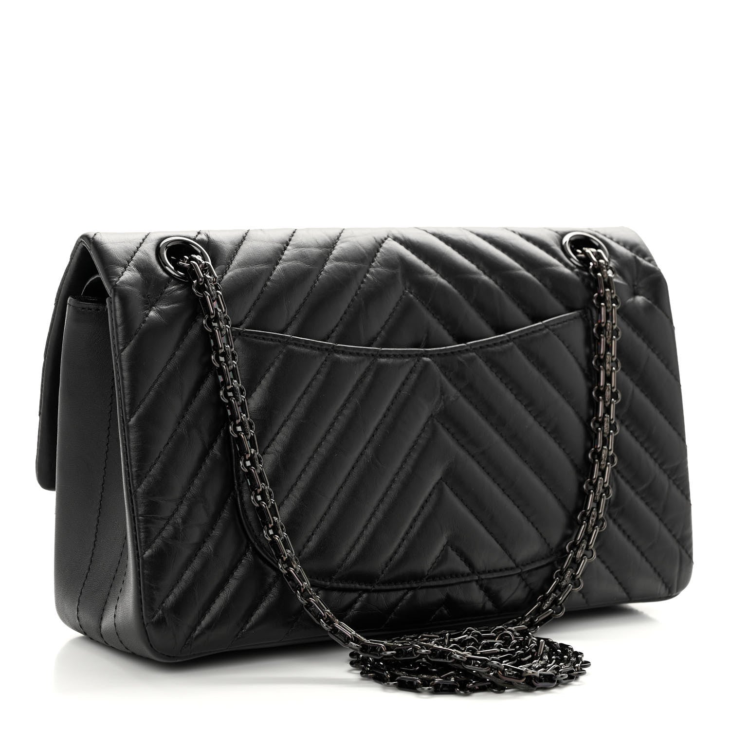 Chanel Aged Calfskin Chevron Quilted 2.55 Reissue 225 Flap So Black 3 of 9