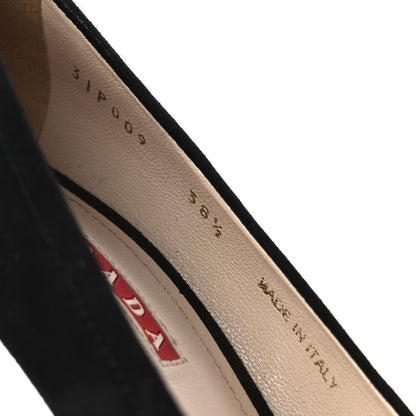 Prada Suede Logo Bow Pumps 38.5 Black 9 of 9