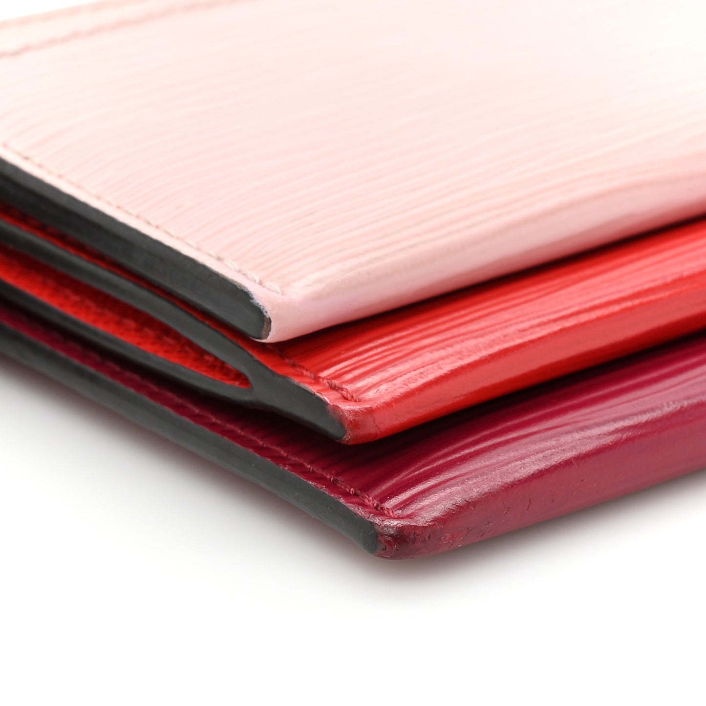 Epi Trio Card Case Wallet Rose Ballerine Rouge Fuchsia