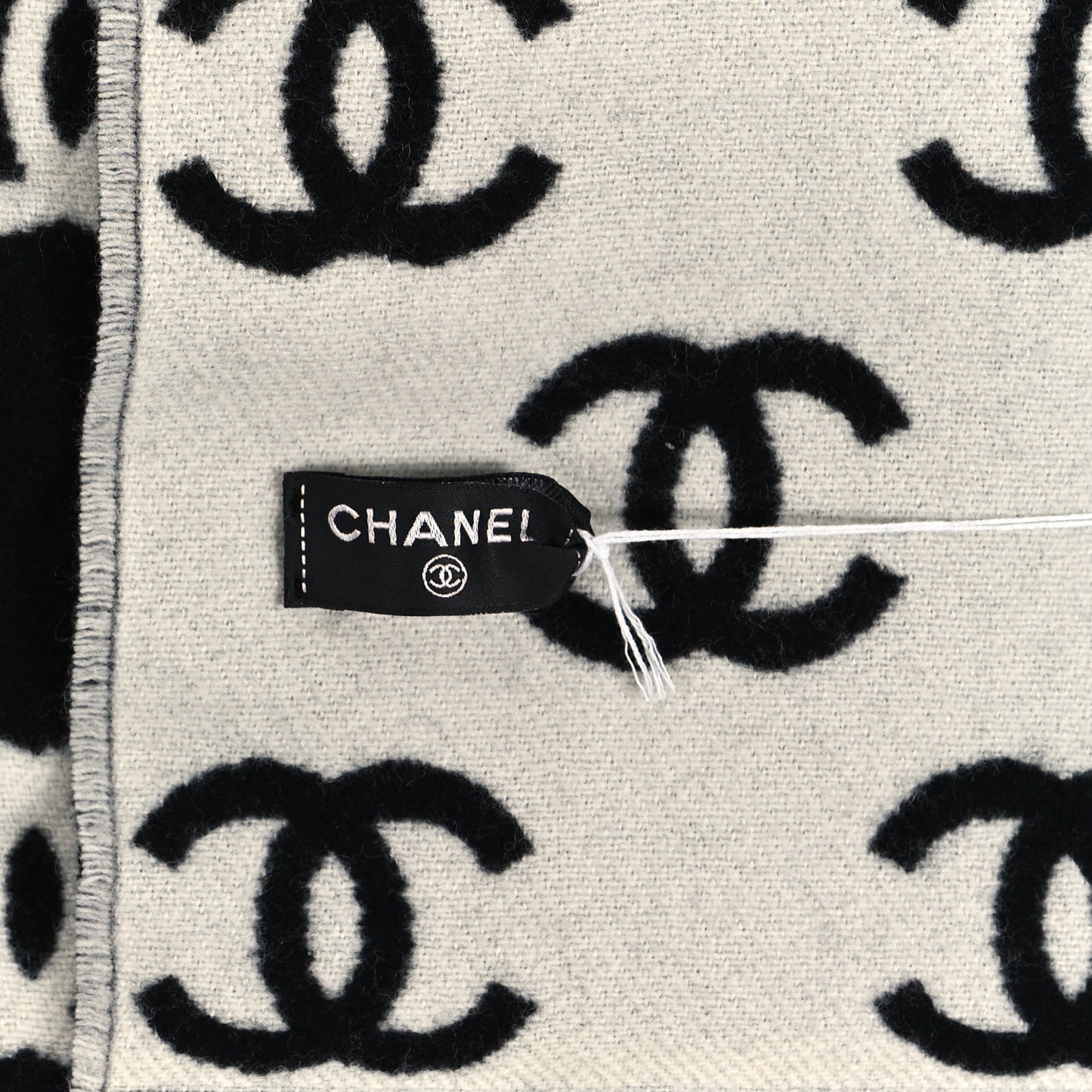 Cashmere Wool CC Scarf Grey White