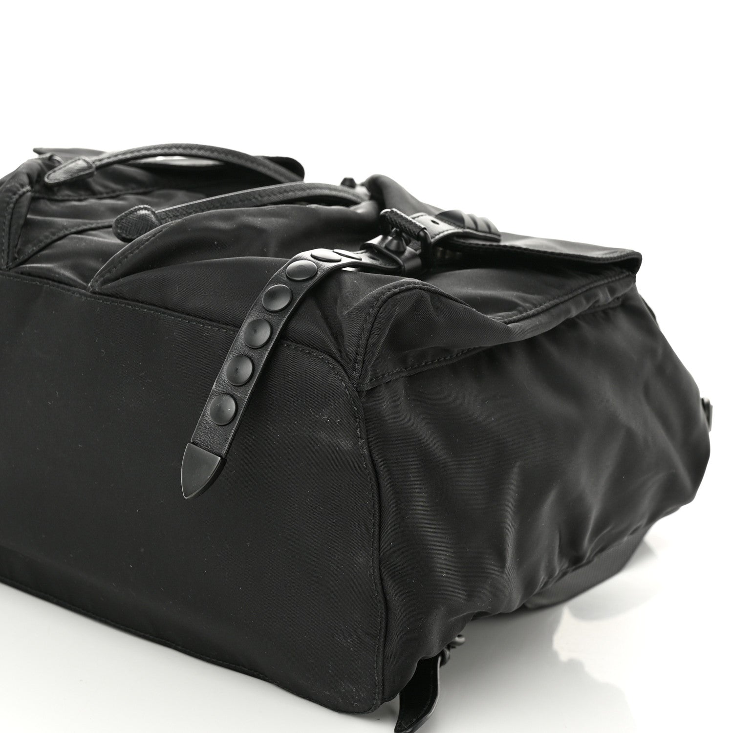 Prada Nylon New Vela Monochrome Studded Backpack Black 9 of 9