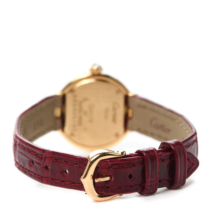 Cartier 18K Yellow Gold Alligator Diamond Pave 24mm Quartz Watch Burgundy 3 of 4