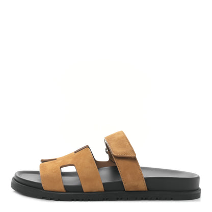 Hermes Suede Goatskin Womens Chypre Sandals 40 Naturel 1 of 8