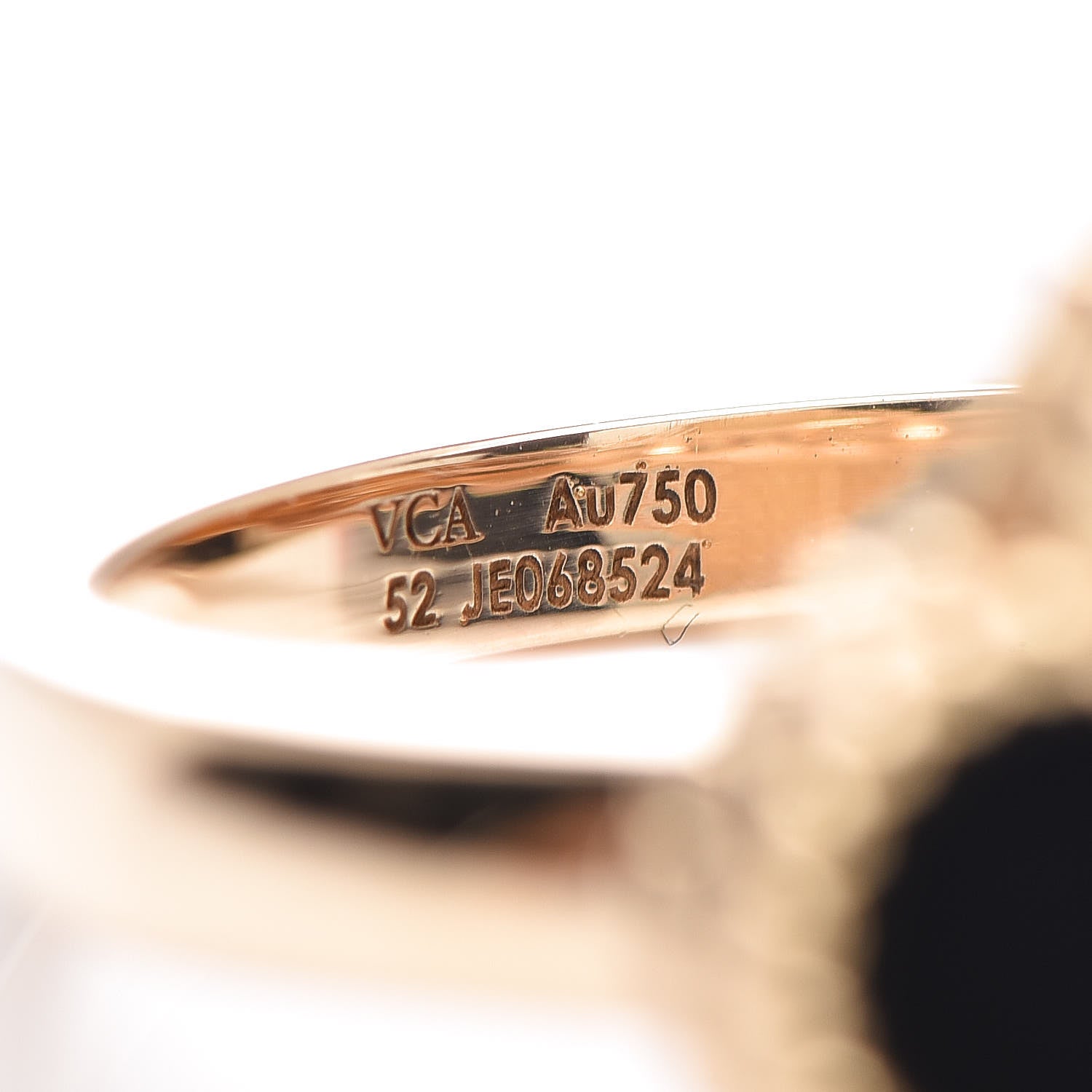 Van Cleef & Arpels 18K Yellow Gold Black Onyx Diamond Vintage Alhambra Ring 52 6 4 of 6