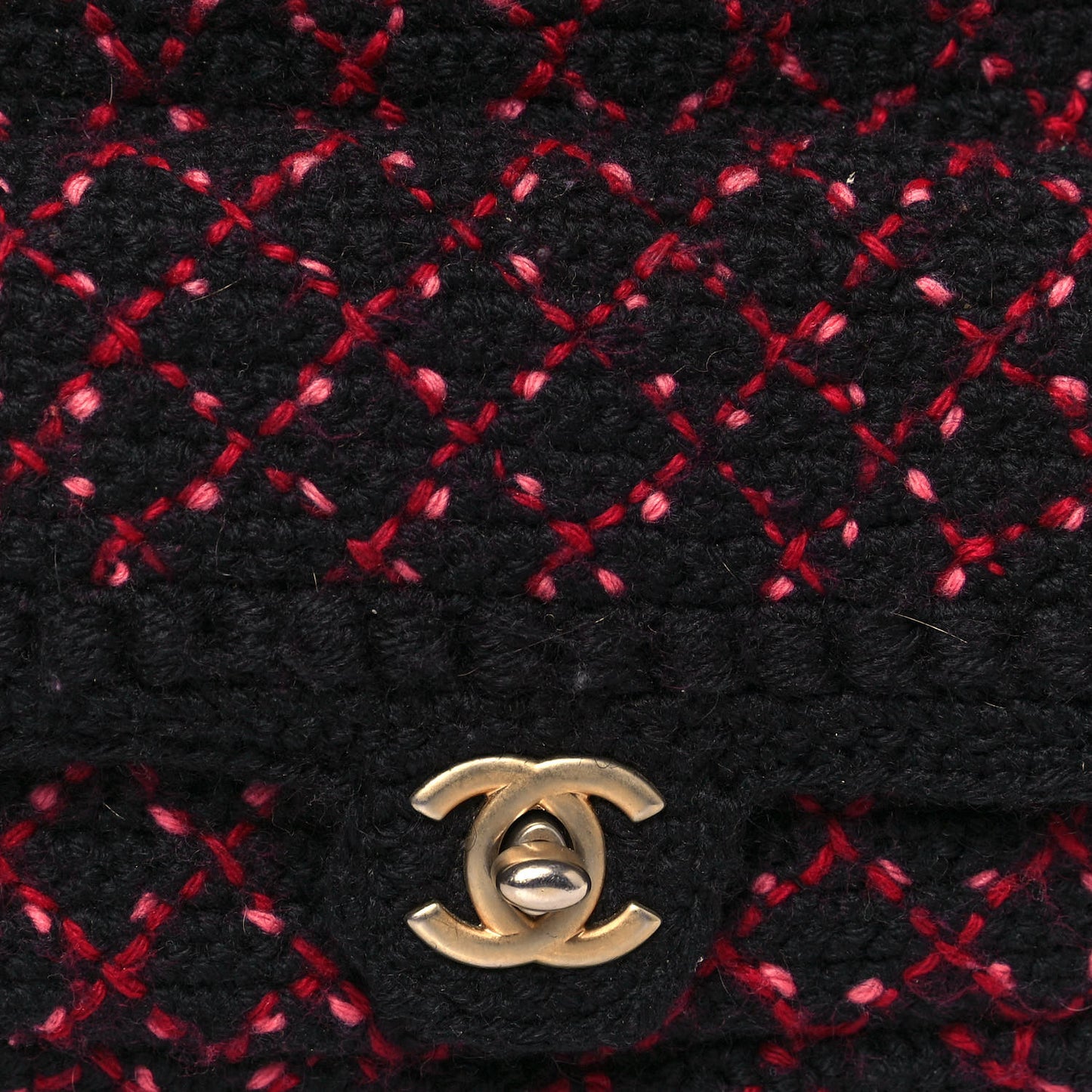 Knit Quilted Backpack Black Burgundy