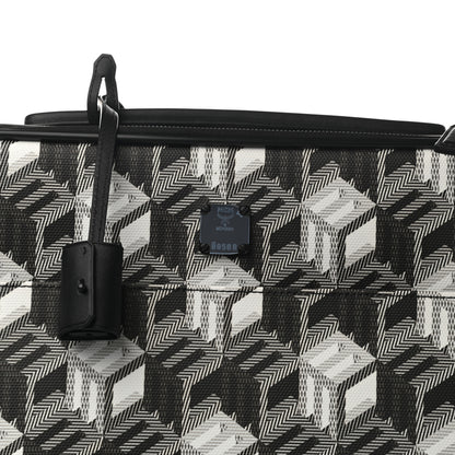 MCM Canvas Monogram Small Cabin Traveler Trolley Suitcase Black White 6 of 9