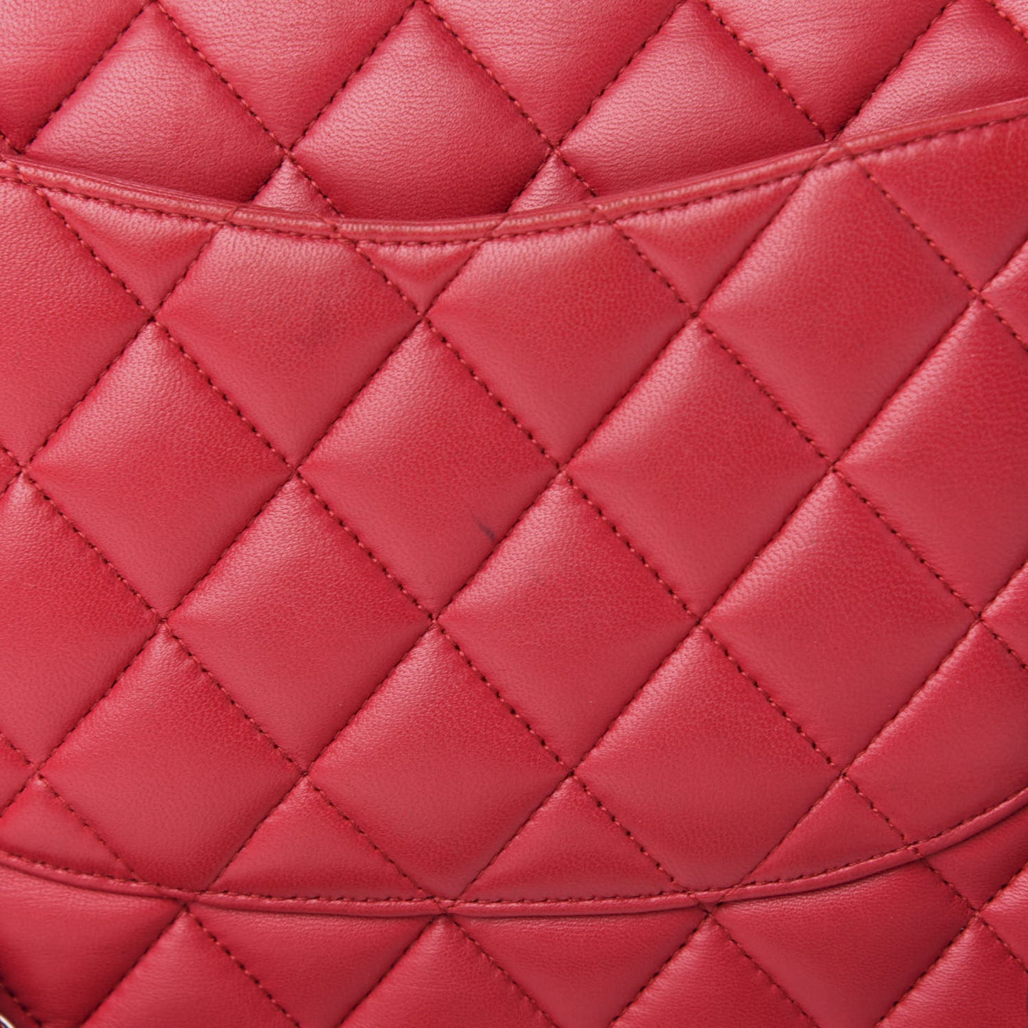 Lambskin Quilted Medium Double Flap Red