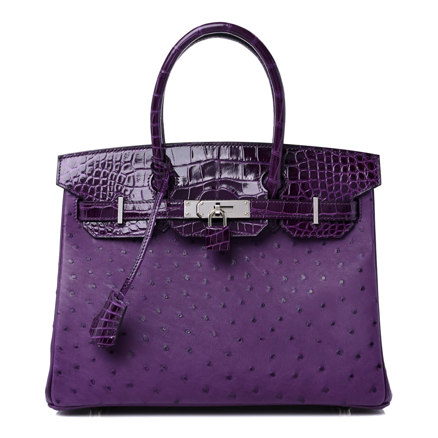 Ostrich Shiny Alligator Birkin Touch 30 Violine Cassis