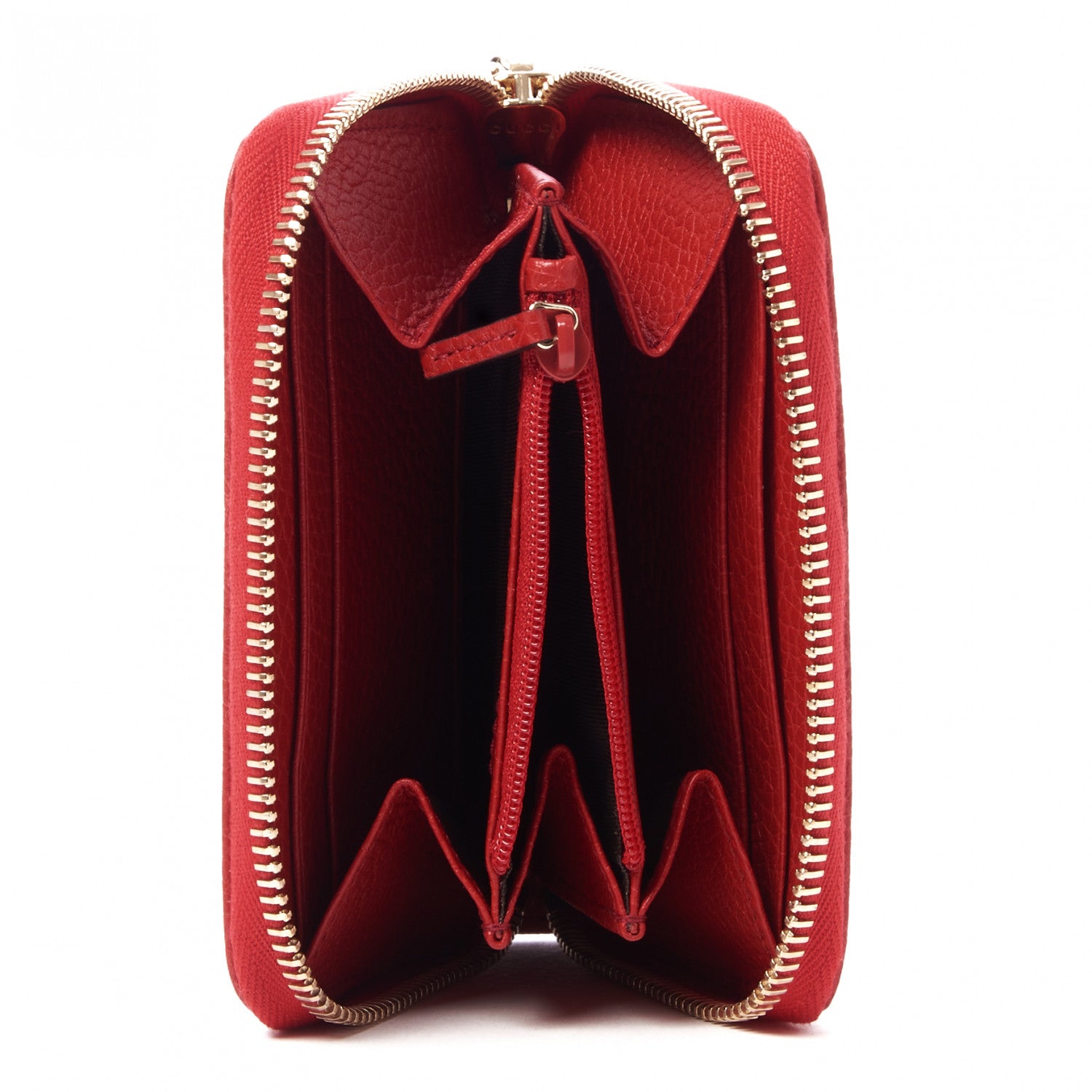 Gucci Pebbled Calfskin Small Soho Zip Around Wallet Red 6 of 9