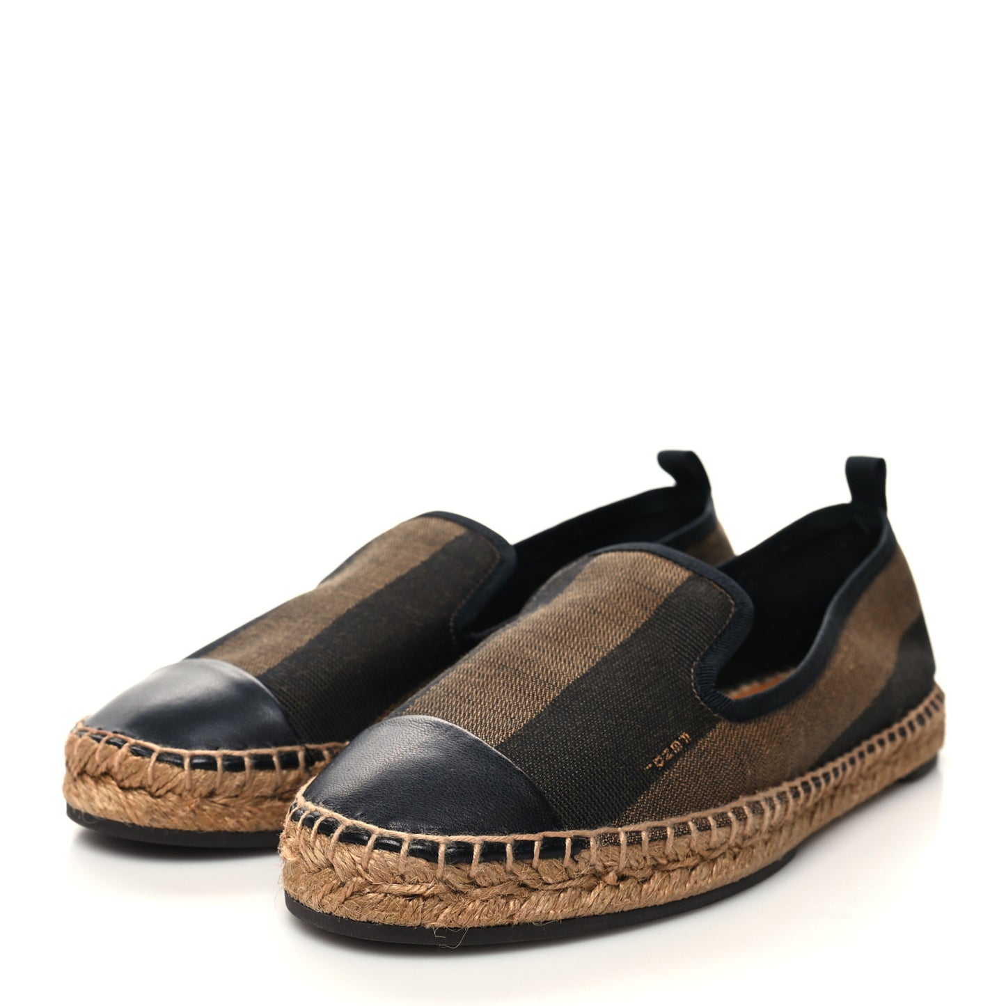 Canvas Pequin Espadrilles 38.5 Tobacco Black