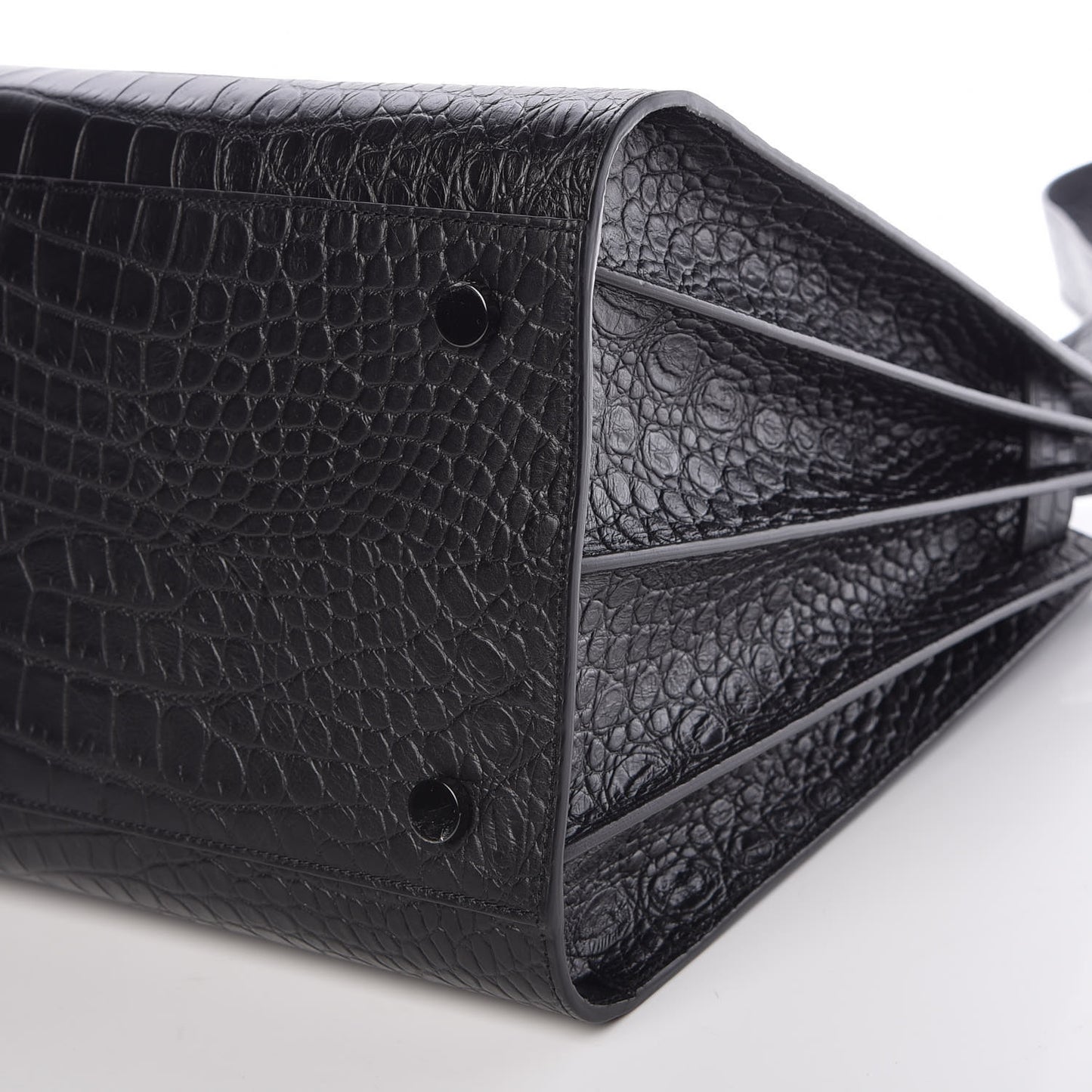 Calfskin Crocodile Embossed Large Sac De Jour Carryall Black