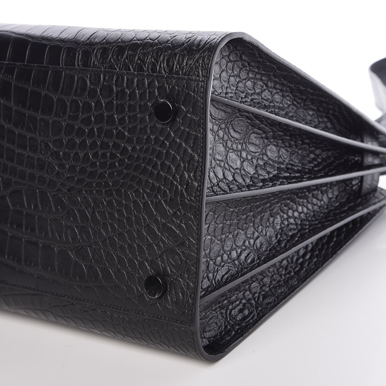 Saint Laurent Calfskin Crocodile Embossed Large Sac De Jour Carryall Black 10 of 10