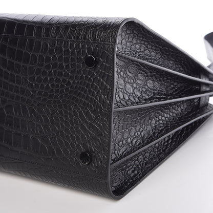 Saint Laurent Calfskin Crocodile Embossed Large Sac De Jour Carryall Black 10 of 10