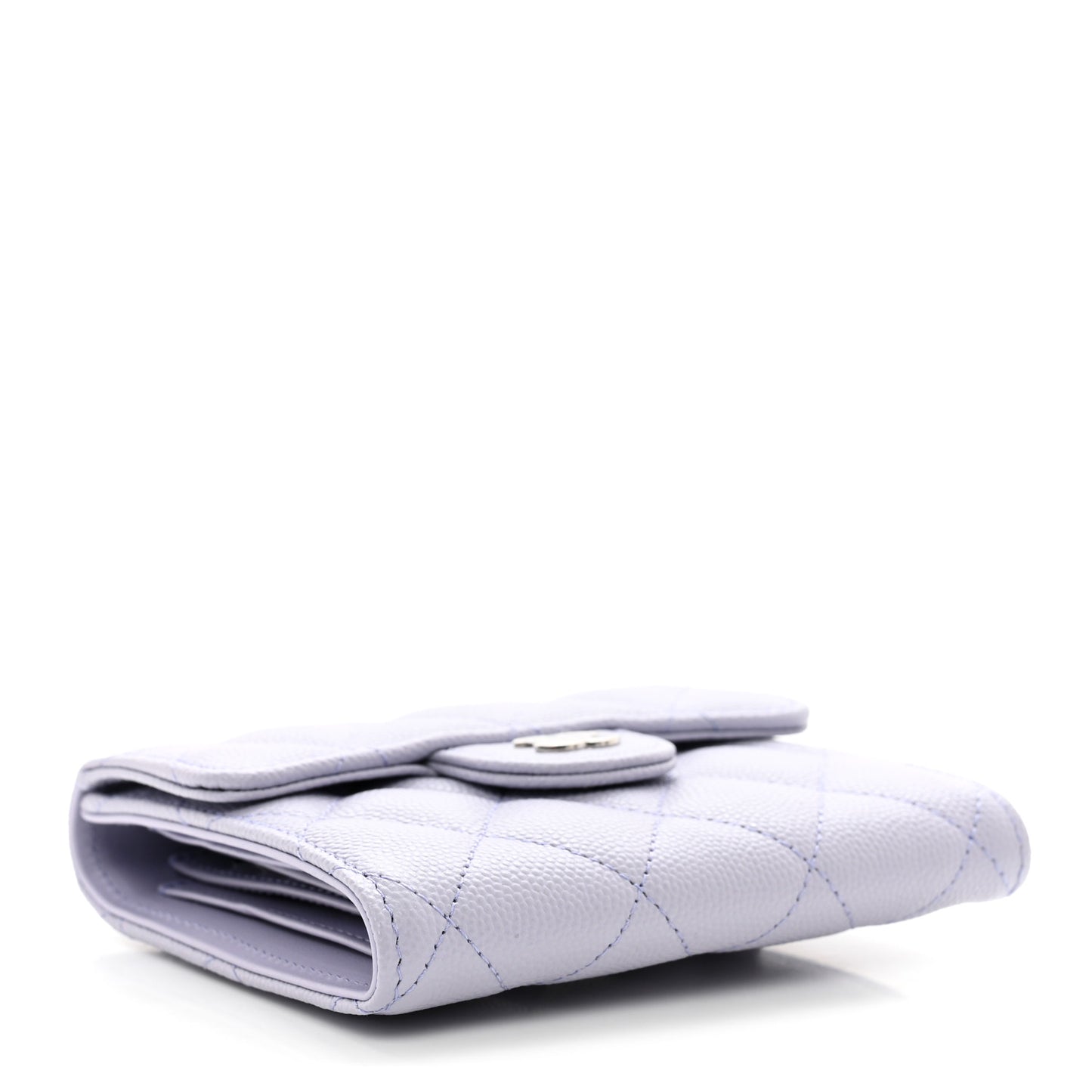 Caviar Quilted Compact Flap Wallet Light Purple