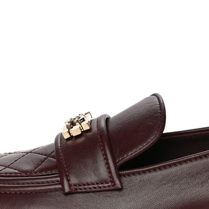 Chanel Lambskin Quilted Womens CC Loafers 38.5 Burgundy 8 of 12