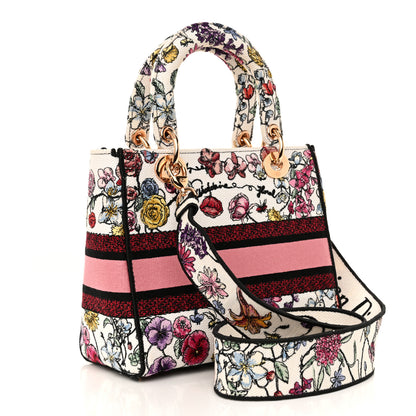 Christian Dior Canvas Florilegio Embroidered Medium Lady D-Lite White Multicolor 3 of 15