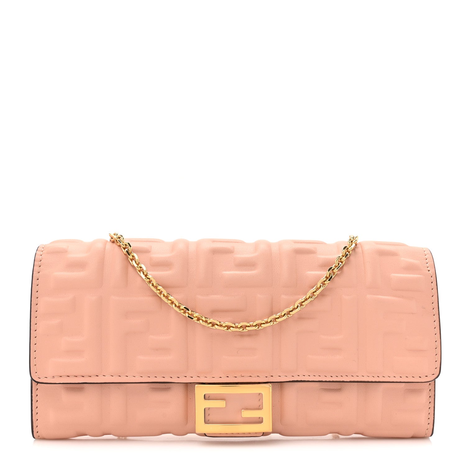 Fendi Nappa Matisse FF Embossed Continental Wallet On Chain Light Pink 1 of 10