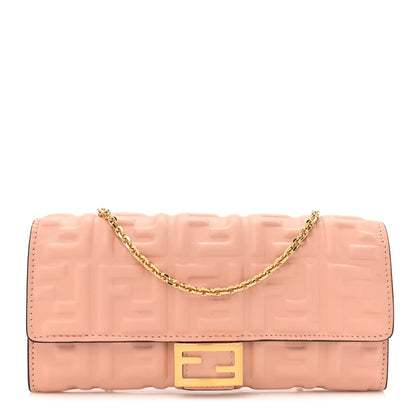 Fendi Nappa Matisse FF Embossed Continental Wallet On Chain Light Pink 1 of 10