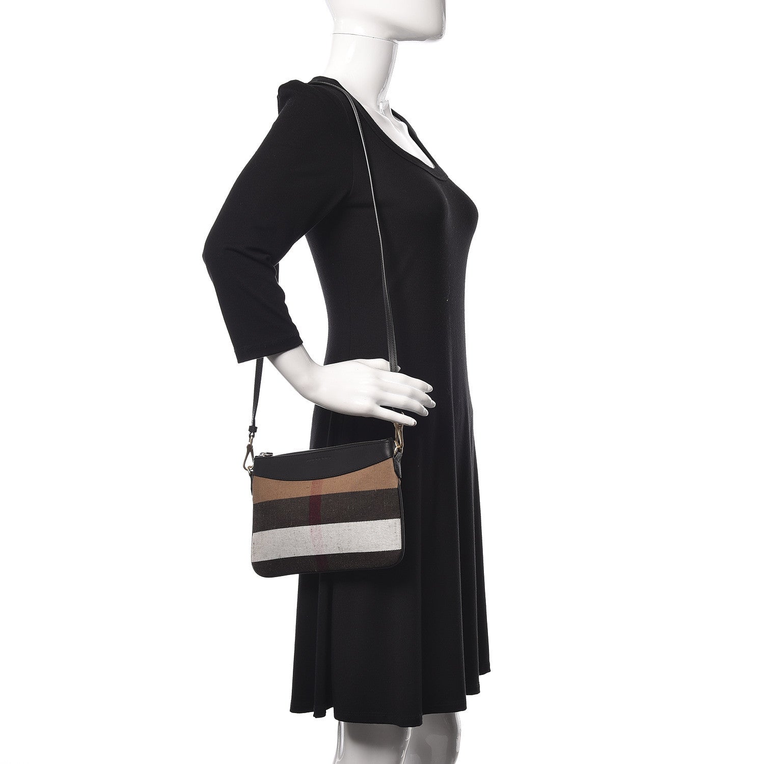Burberry Mega Check Peyton Crossbody Clutch Bag Black 2 of 13