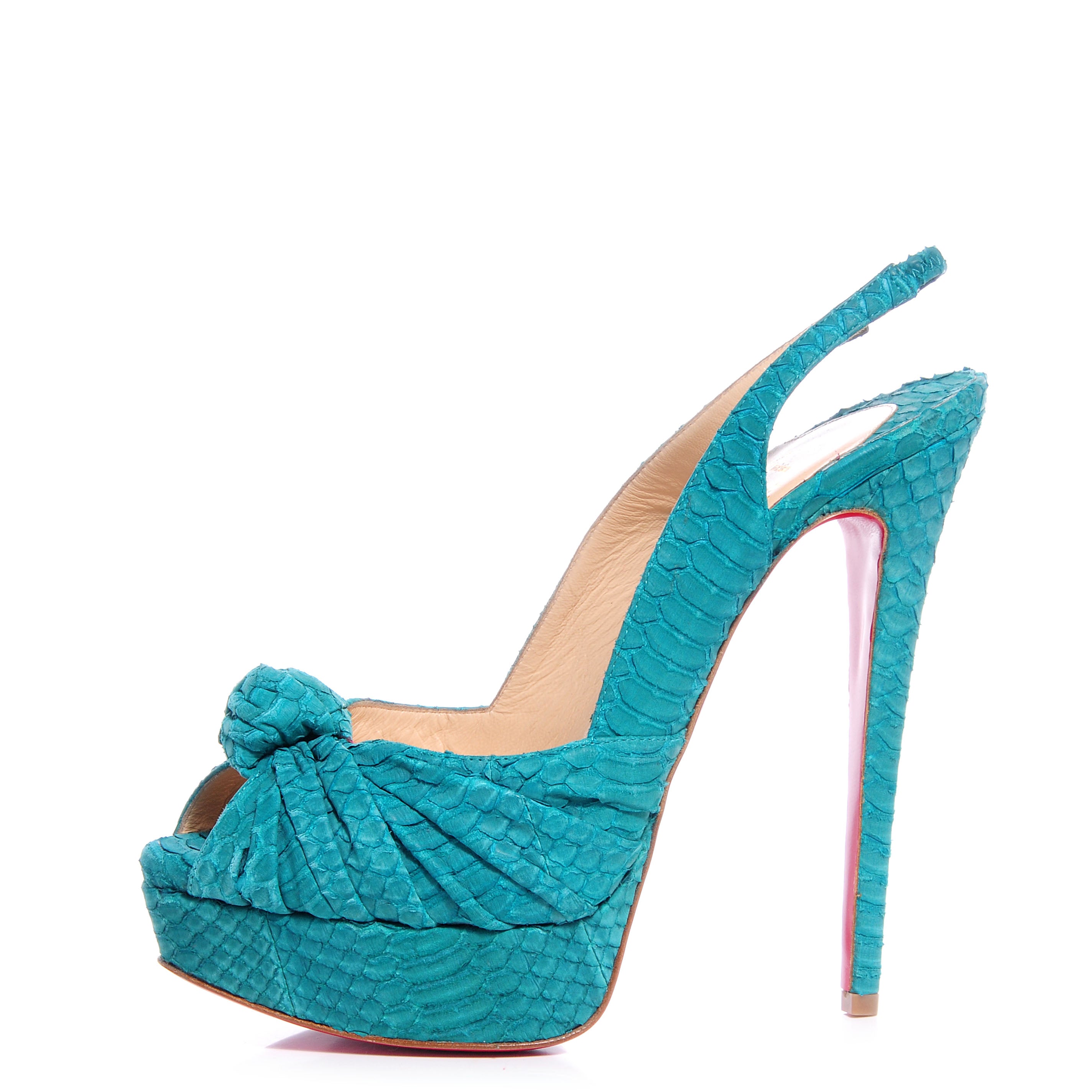 Christian Louboutin Pitone Python Miss Benin 160 Pumps 38.5 Turquoise ...