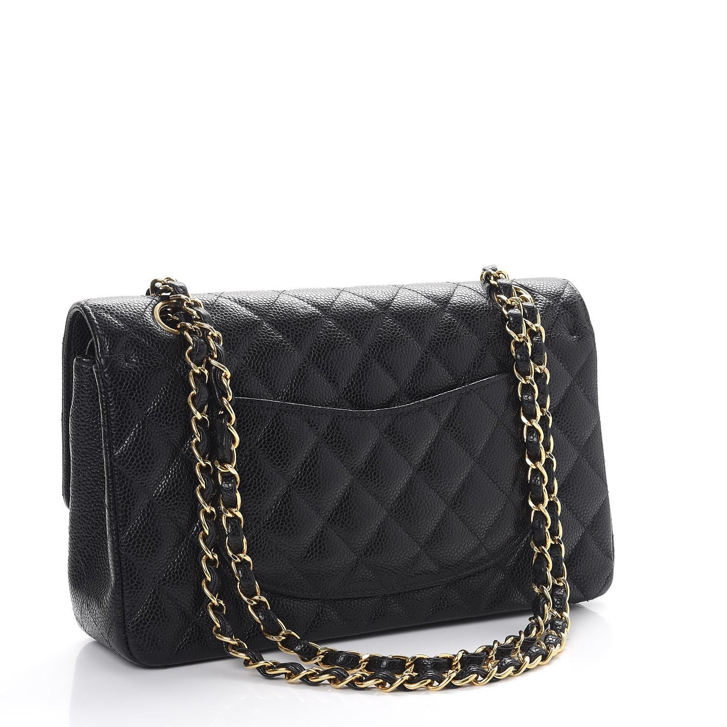 Caviar Quilted Medium Double Flap Black